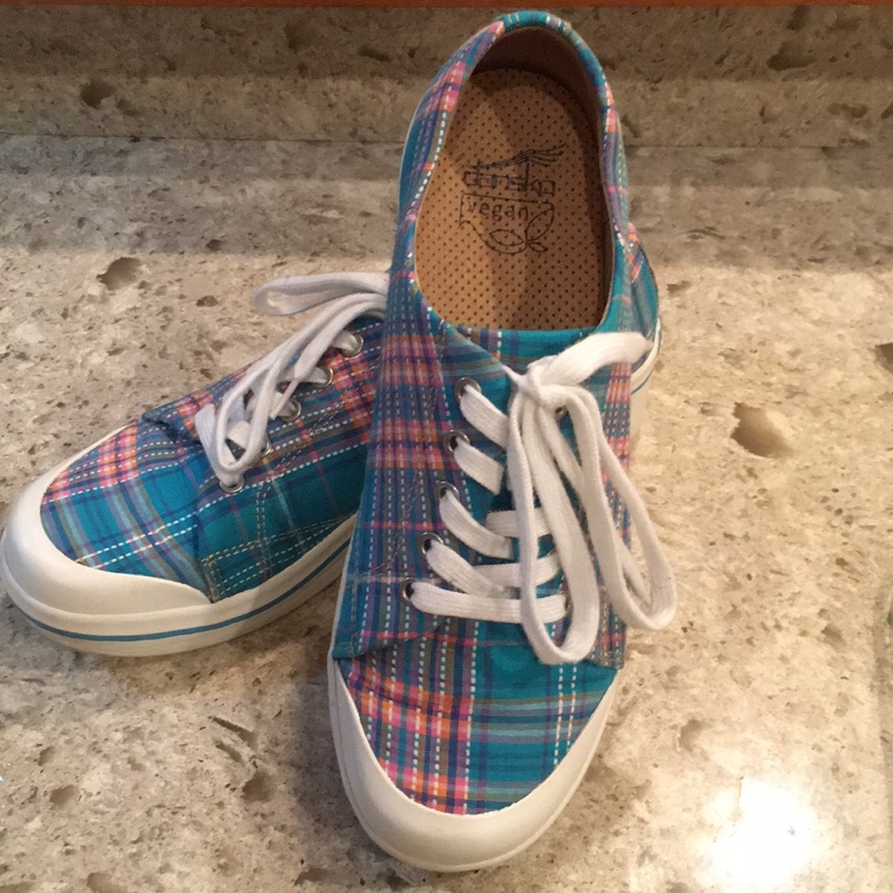 Dansko Vegan Turquoise plaid Sneaker
